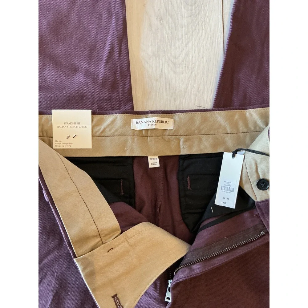 Banana Republic Straight Fit Italian Stretch Chino Purple 30x30 New With Tags